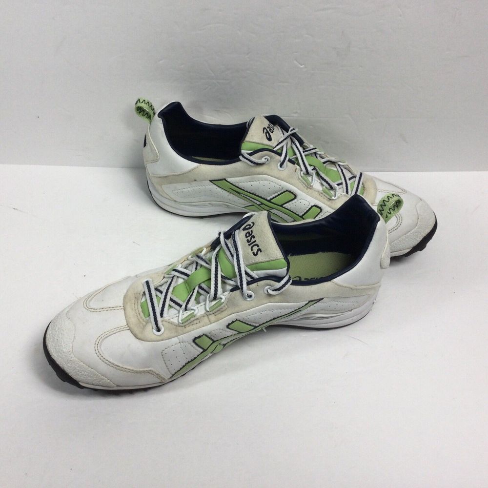 Asics Gel Training Running shoes Womens Sz‎ 9 Leather sneakers White Green HY7D5